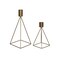 Contemporary Home Living Set of 2 Gold Tone Geometric Handcrafted Taper Candle Holders 11"